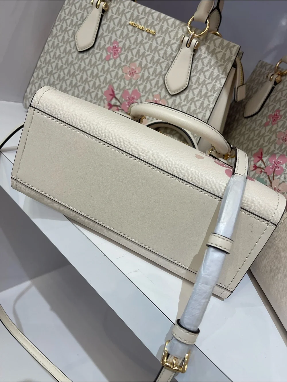 MICHAEL KORS Marilyn Small Embellished Satchel Crossbody Messenger Lt Cream NWT